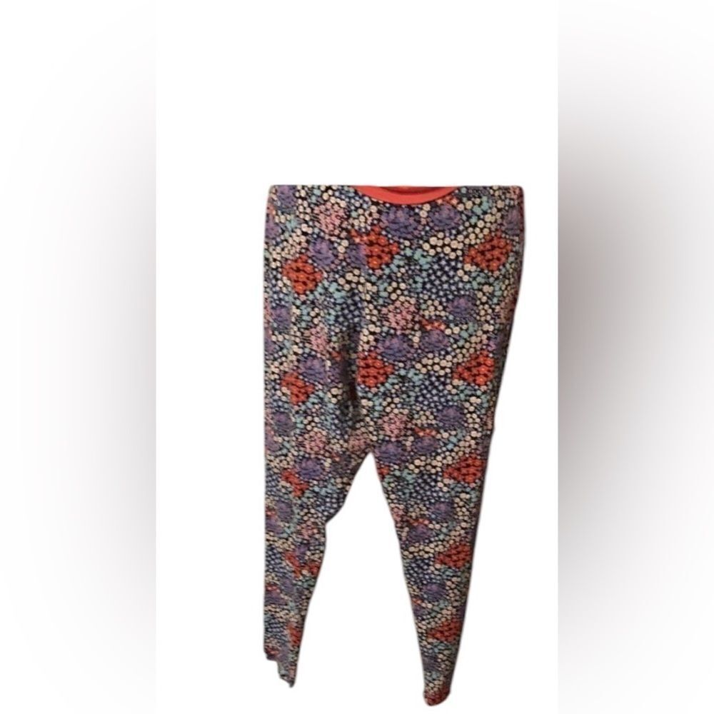 No boundaries szXXL Flower leggings yoga pant Blue yellow orange lavender white